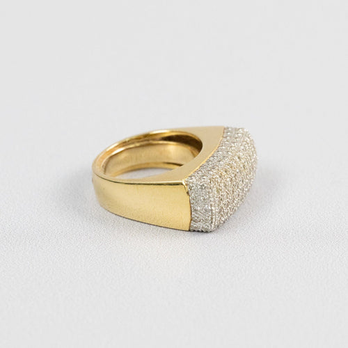 Bague 51 Bague jonc en or jaune 18 carats pavée de diamants, 1,24 ct 58 Facettes