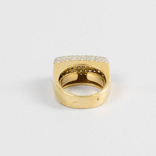 Bague 51 Bague jonc en or jaune 18 carats pavée de diamants, 1,24 ct 58 Facettes