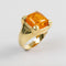 Bague 57 Bague en or jaune 18 carats avec ambre couleur miel 58 Facettes
