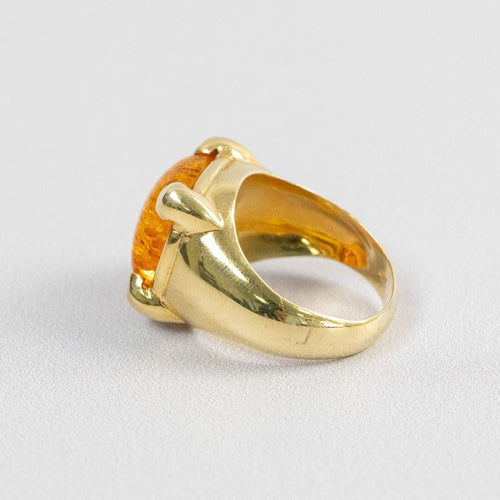 Bague 57 Bague en or jaune 18 carats avec ambre couleur miel 58 Facettes