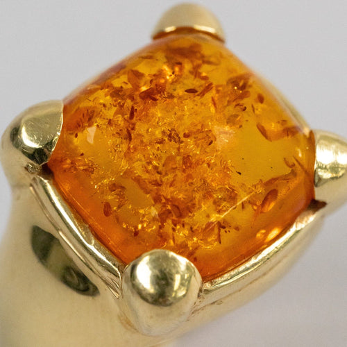 Bague 57 Bague en or jaune 18 carats avec ambre couleur miel 58 Facettes