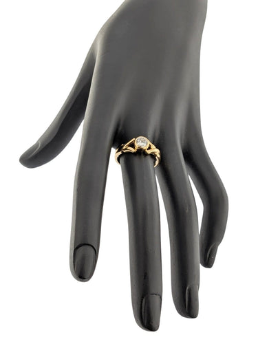Bague 56 Bague de fiançailles italienne - Solitaire en diamant, or jaune 18 carats, certifiée HRD 58 Facettes A2125