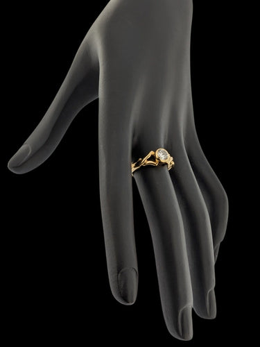 Bague 56 Bague de fiançailles italienne - Solitaire en diamant, or jaune 18 carats, certifiée HRD 58 Facettes A2125