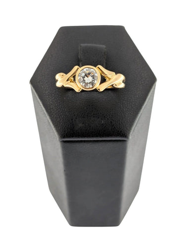 Bague 56 Bague de fiançailles italienne - Solitaire en diamant, or jaune 18 carats, certifiée HRD 58 Facettes A2125