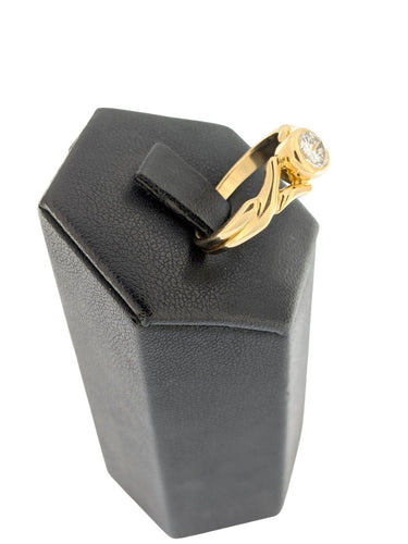 Bague 56 Bague de fiançailles italienne - Solitaire en diamant, or jaune 18 carats, certifiée HRD 58 Facettes A2125