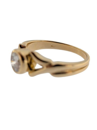 Bague 56 Bague de fiançailles italienne - Solitaire en diamant, or jaune 18 carats, certifiée HRD 58 Facettes A2125
