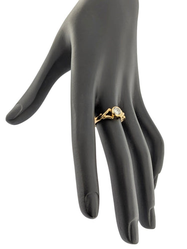 Bague 56 Bague de fiançailles italienne - Solitaire en diamant, or jaune 18 carats, certifiée HRD 58 Facettes A2125
