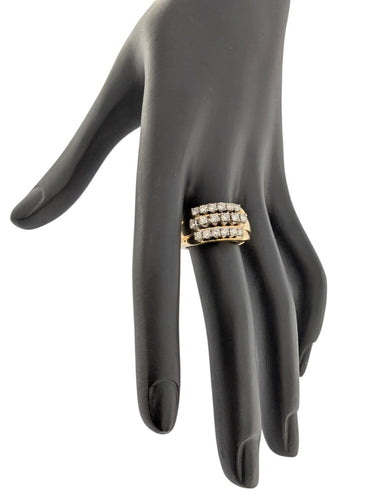 Bague 57 Bague cocktail allemande en or jaune 14 carats et diamants, certifiée HRD 58 Facettes A2124