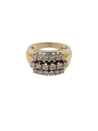 Bague 57 Bague cocktail allemande en or jaune 14 carats et diamants, certifiée HRD 58 Facettes A2124