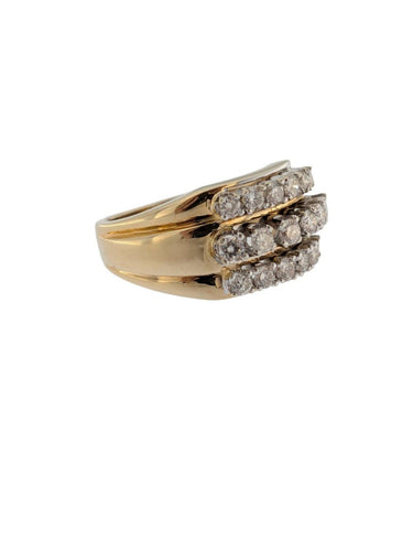 Bague 57 Bague cocktail allemande en or jaune 14 carats et diamants, certifiée HRD 58 Facettes A2124