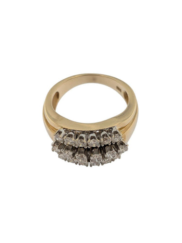 Bague 57 Bague cocktail allemande en or jaune 14 carats et diamants, certifiée HRD 58 Facettes A2124