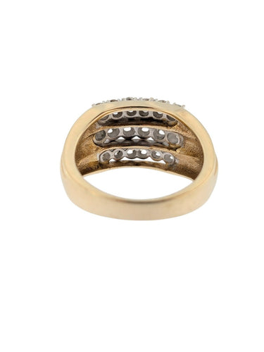 Bague 57 Bague cocktail allemande en or jaune 14 carats et diamants, certifiée HRD 58 Facettes A2124
