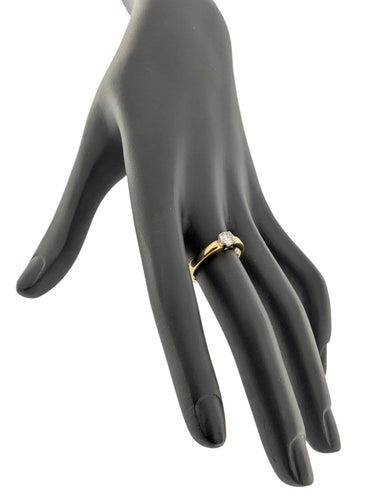 Bague 54 Bague de fiançailles - Or jaune et blanc 18 carats, diamant taille brillant 58 Facettes A2123