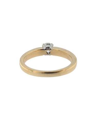Bague 54 Bague de fiançailles - Or jaune et blanc 18 carats, diamant taille brillant 58 Facettes A2123