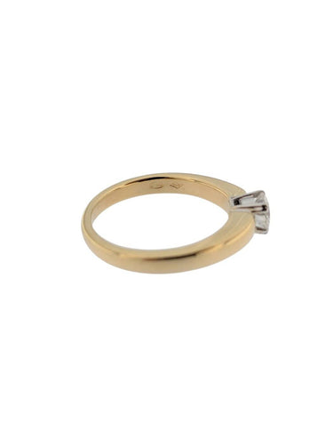 Bague 54 Bague de fiançailles - Or jaune et blanc 18 carats, diamant taille brillant 58 Facettes A2123