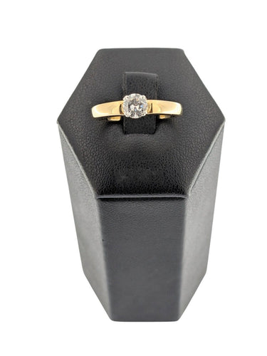 Bague 54 Bague de fiançailles - Or jaune et blanc 18 carats, diamant taille brillant 58 Facettes A2123