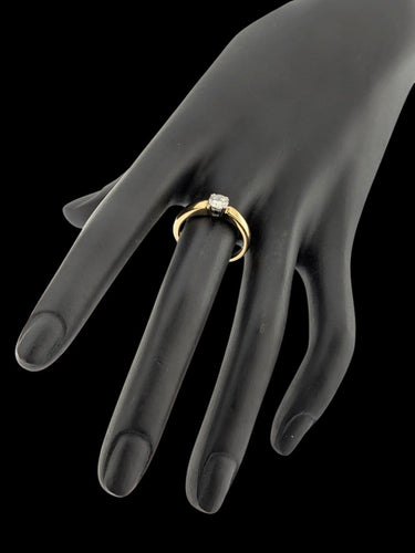 Bague 54 Bague de fiançailles - Or jaune et blanc 18 carats, diamant taille brillant 58 Facettes A2123