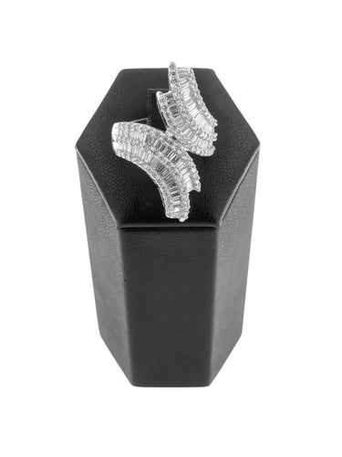 Bague 54 Bague cocktail italienne en or blanc 18 carats sertie de diamants, certifiée HRD 58 Facettes A2121