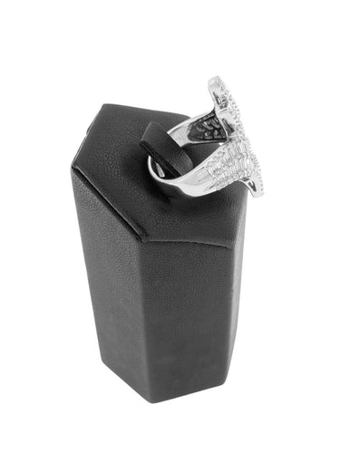 Bague 54 Bague cocktail italienne en or blanc 18 carats sertie de diamants, certifiée HRD 58 Facettes A2121