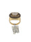 Bague 54 Bague cocktail certifiée IGI en or jaune et blanc 18 carats, quartz et diamants 58 Facettes A2120
