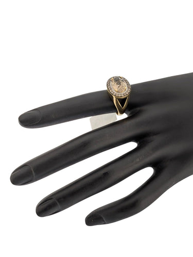 Bague 54 Bague cocktail certifiée IGI en or jaune et blanc 18 carats, quartz et diamants 58 Facettes A2120