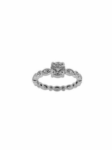 Bague 56 Bague de fiançailles française certifiée HRD en or blanc 18 carats, sertie de diamants 58 Facettes A2119