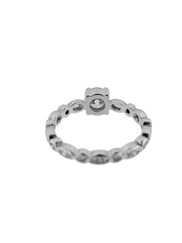 Bague 56 Bague de fiançailles française certifiée HRD en or blanc 18 carats, sertie de diamants 58 Facettes A2119
