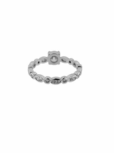 Bague 56 Bague de fiançailles française certifiée HRD en or blanc 18 carats, sertie de diamants 58 Facettes A2119