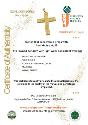 Croix - Or jaune 18 carats, fabrication française, motif fleur de lys 58 Facettes P1918