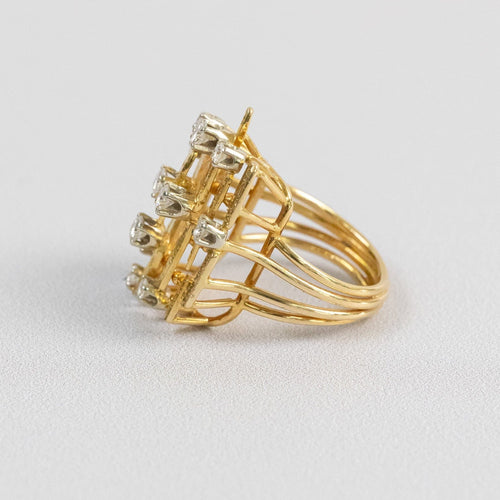 Bague 53 Bague vintage des années 1970 en or jaune texturé et diamants, 1 ct 58 Facettes