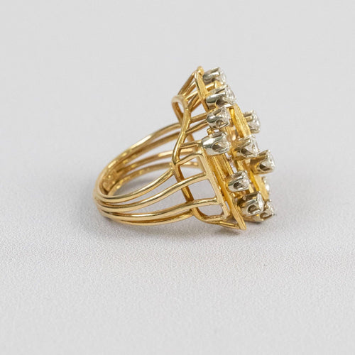 Bague 53 Bague vintage des années 1970 en or jaune texturé et diamants, 1 ct 58 Facettes