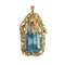 Pendentif Pendentif vintage des années 1970 en or jaune 18 carats, aigue-marine et diamants 58 Facettes