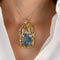 Pendentif Pendentif vintage des années 1970 en or jaune 18 carats, aigue-marine et diamants 58 Facettes