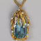 Pendentif Pendentif vintage des années 1970 en or jaune 18 carats, aigue-marine et diamants 58 Facettes