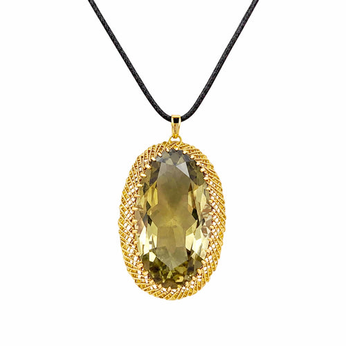 Pendentif Pendentif en fils d’or jaune 750 avec prasiolite 58 Facettes 36033