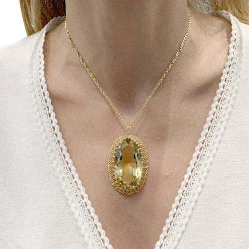 Pendentif Pendentif en fils d’or jaune 750 avec prasiolite 58 Facettes 36033