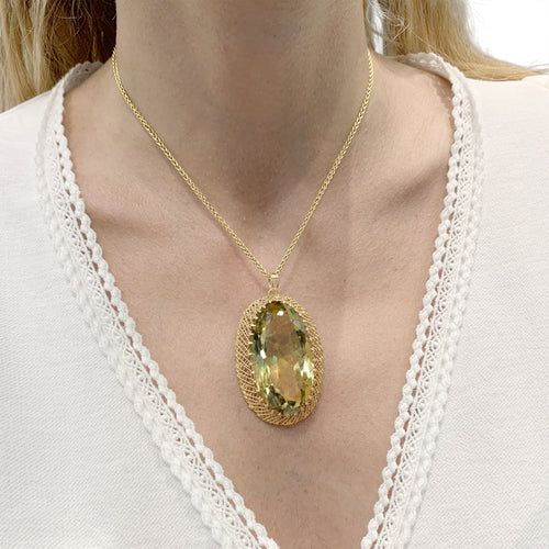 Pendentif Pendentif en fils d’or jaune 750 avec prasiolite 58 Facettes 36033