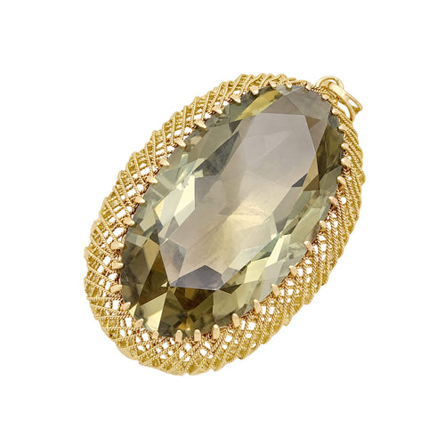 Pendentif Pendentif en fils d’or jaune 750 avec prasiolite 58 Facettes 36033