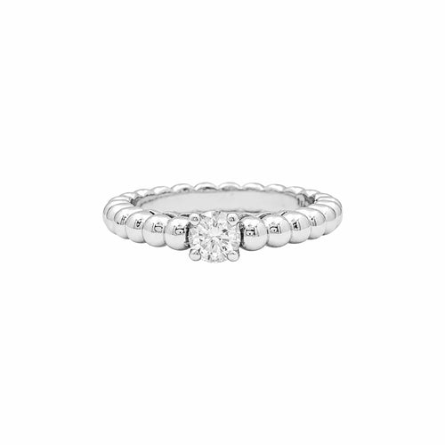 Bague 52 Van Cleef & Arpels - Bague solitaire Perlée en or blanc et diamant 58 Facettes 36071