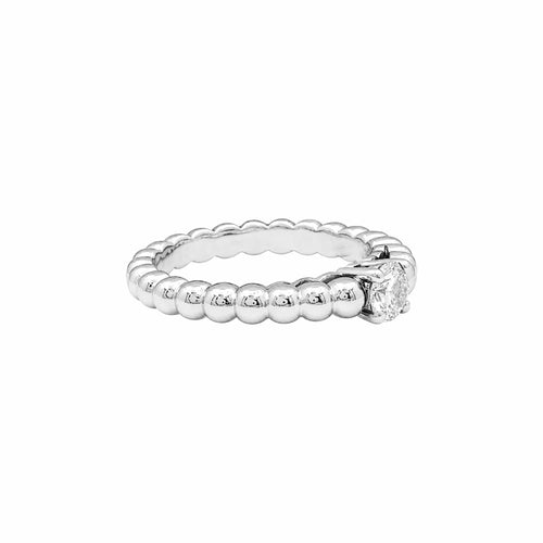 Bague 52 Van Cleef & Arpels - Bague solitaire Perlée en or blanc et diamant 58 Facettes 36071
