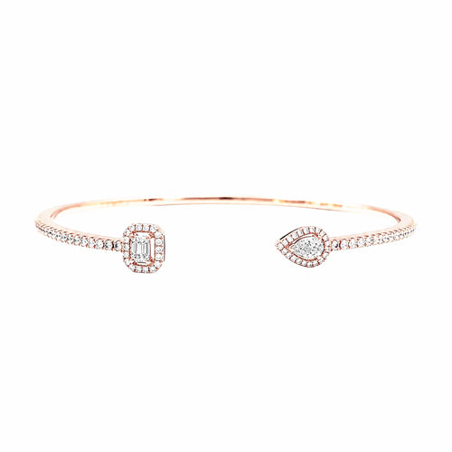 Bracelet Messika - Bracelet jonc My Twin Toi & Moi pavé petit modèle en or rose et diamants 58 Facettes 36086