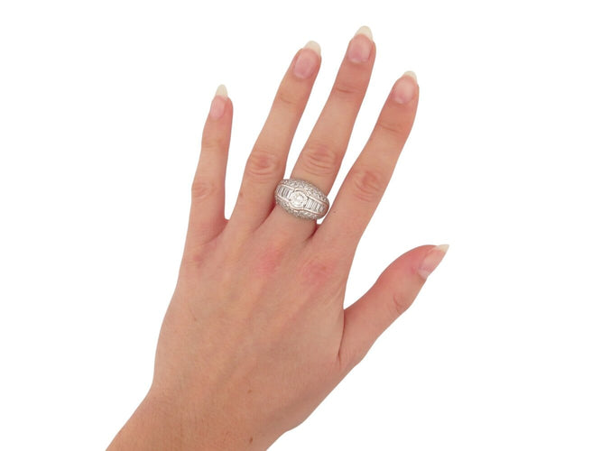 Bague 51 Bague bandeau en or blanc 18k, 75 diamants, 3,90 ct, taille 51 58 Facettes 277454