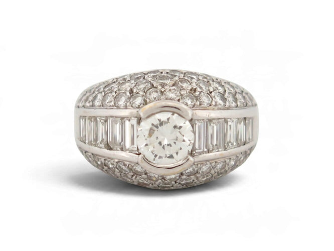 Bague 51 Bague bandeau en or blanc 18k, 75 diamants, 3,90 ct, taille 51 58 Facettes 277454