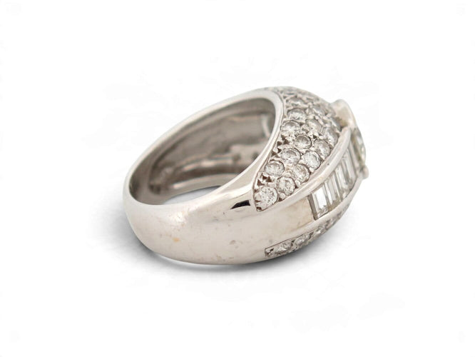 Bague 51 Bague bandeau en or blanc 18k, 75 diamants, 3,90 ct, taille 51 58 Facettes 277454