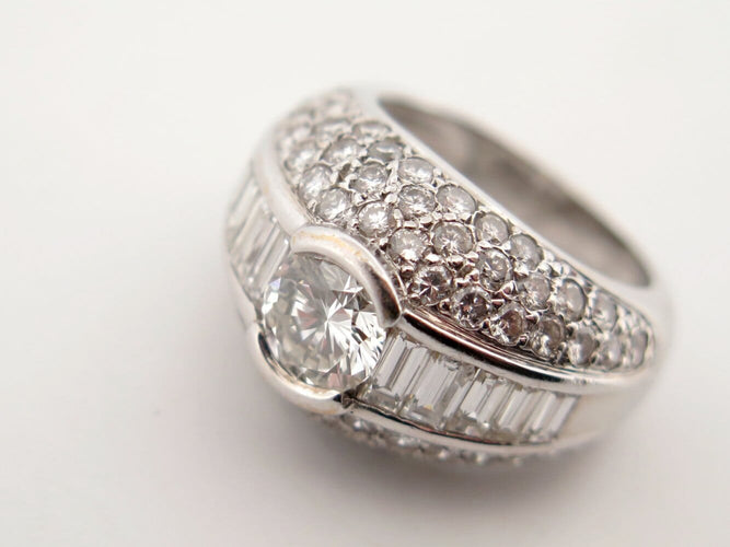 Bague 51 Bague bandeau en or blanc 18k, 75 diamants, 3,90 ct, taille 51 58 Facettes 277454