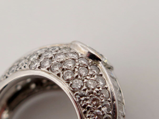 Bague 51 Bague bandeau en or blanc 18k, 75 diamants, 3,90 ct, taille 51 58 Facettes 277454