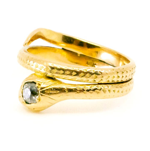 Bague 61 Bague serpent en or jaune 14k avec diamant taille ancienne 58 Facettes 8453BA8C7C514FD8B8F01E953833235F