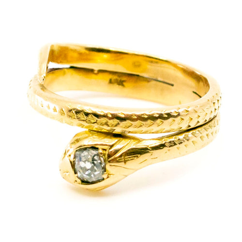 Bague 61 Bague serpent en or jaune 14k avec diamant taille ancienne 58 Facettes 8453BA8C7C514FD8B8F01E953833235F