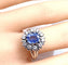 Bague 56 Bague marguerite en or blanc 18 carats, saphir de Ceylan et diamants 58 Facettes AB750