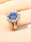 Bague 56 Bague marguerite en or blanc 18 carats, saphir de Ceylan et diamants 58 Facettes AB750